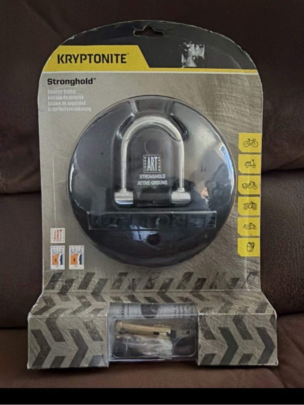 Kryptonite strong hold heavy duty steel keyed security anchor lock black